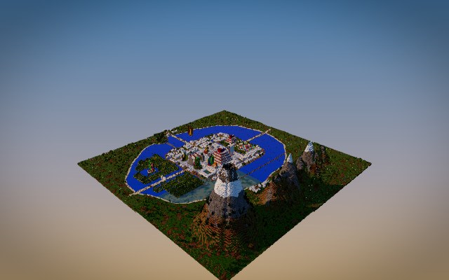 Tenochtitlan: the Templo Mayor, Causeways and Popocatepetl Minecraft build