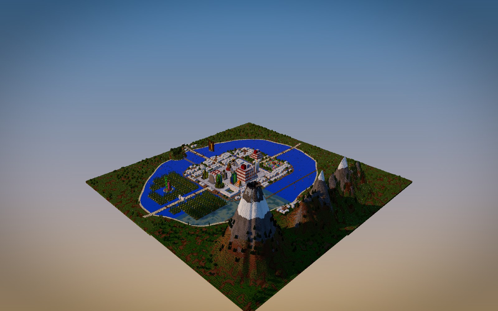 Tenochtitlan: the Templo Mayor, Causeways and Popocatepetl Minecraft build cover