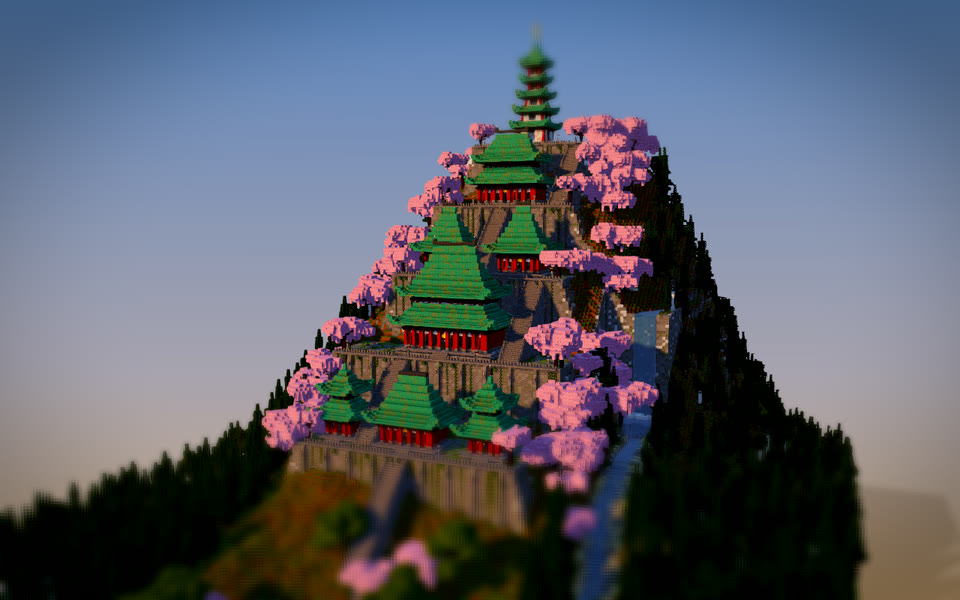 The same build rendered in the miniature style