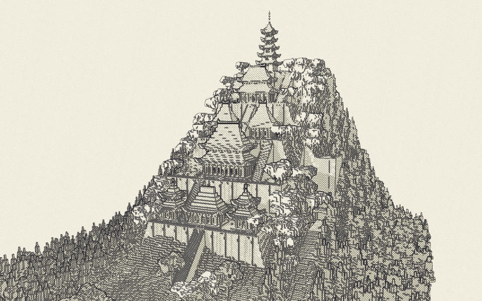 The same build rendered in the sketch style